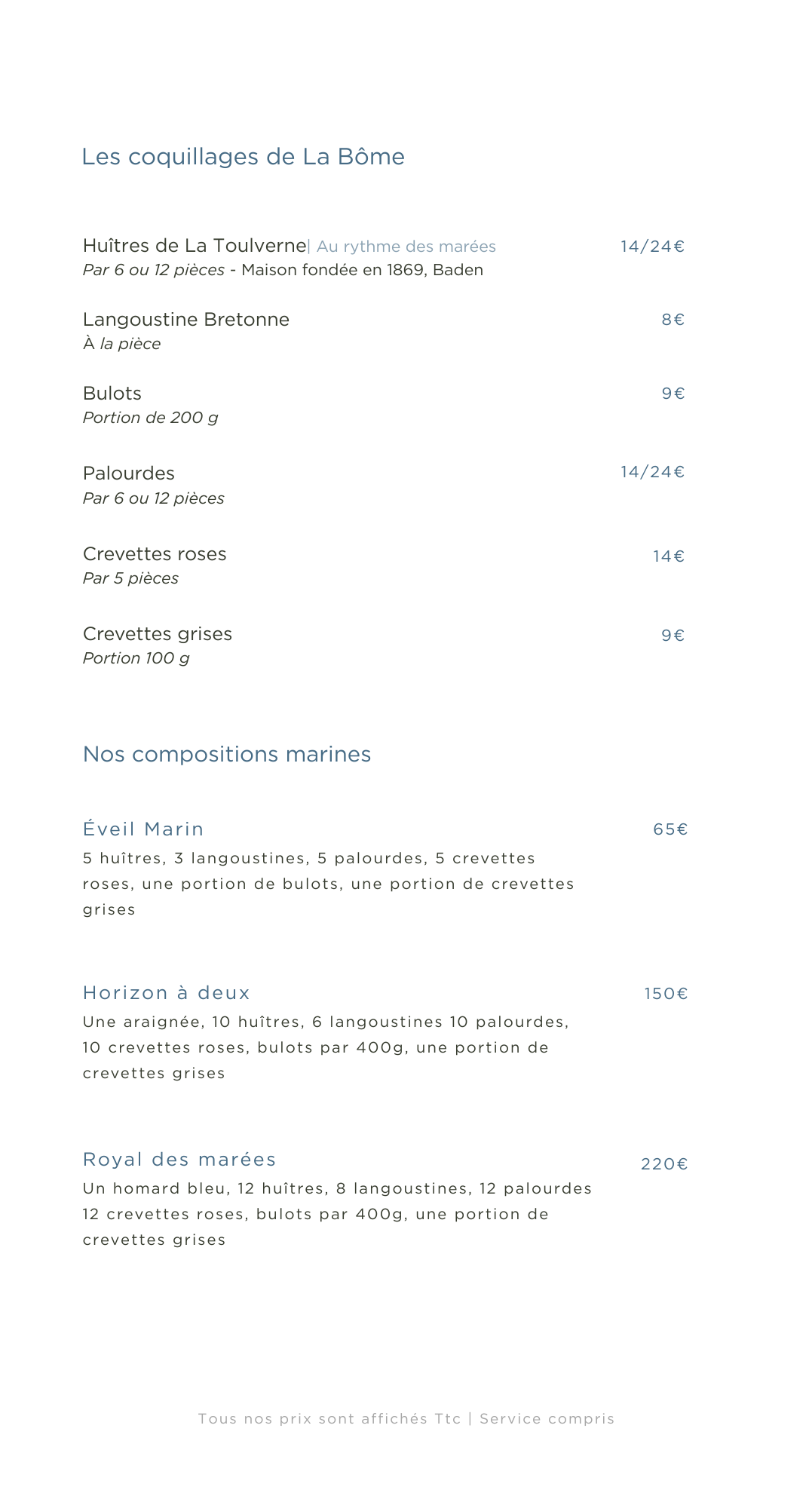 Coquillages de la Bôme - fruits de mer 