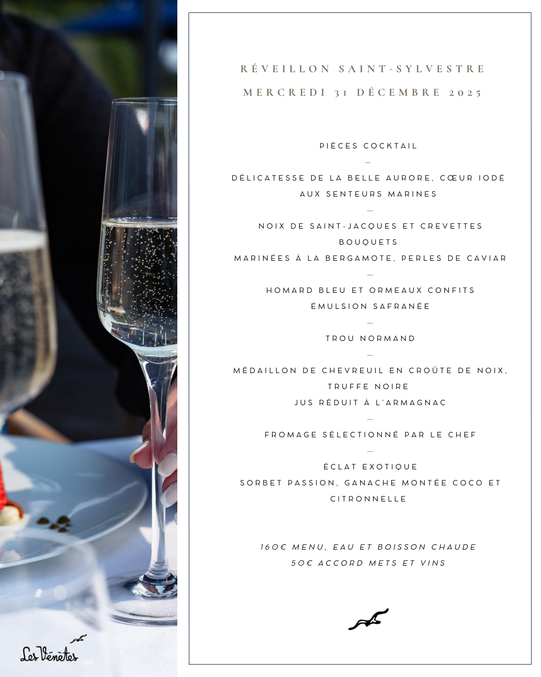 Réveillon nouvel an saint sylvestre soirée 31 décembre vannes arradon diner gastronomique réveillon